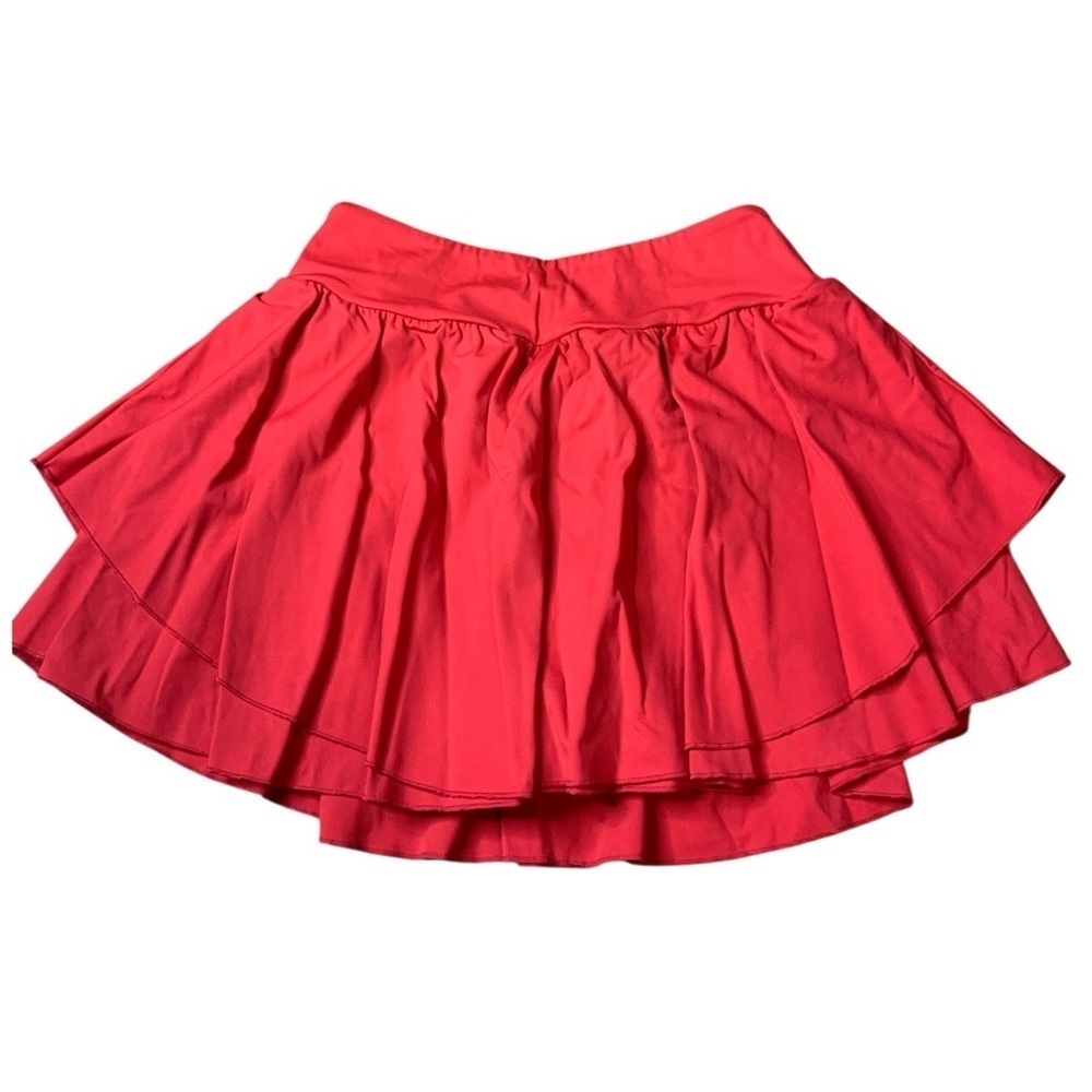 Red Pleated Tiered Athletic Skort Tennis Skirt Skirt Small Nylon Spandex